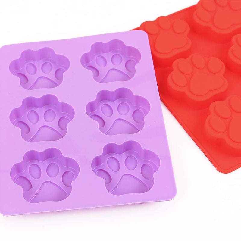 Cozihom Puppy Dog Paw Silicone Molds, Food Grade, for Chocolate, Candy, Pudding, Jelly, Dog Treats. 4 Pcs - Image 4